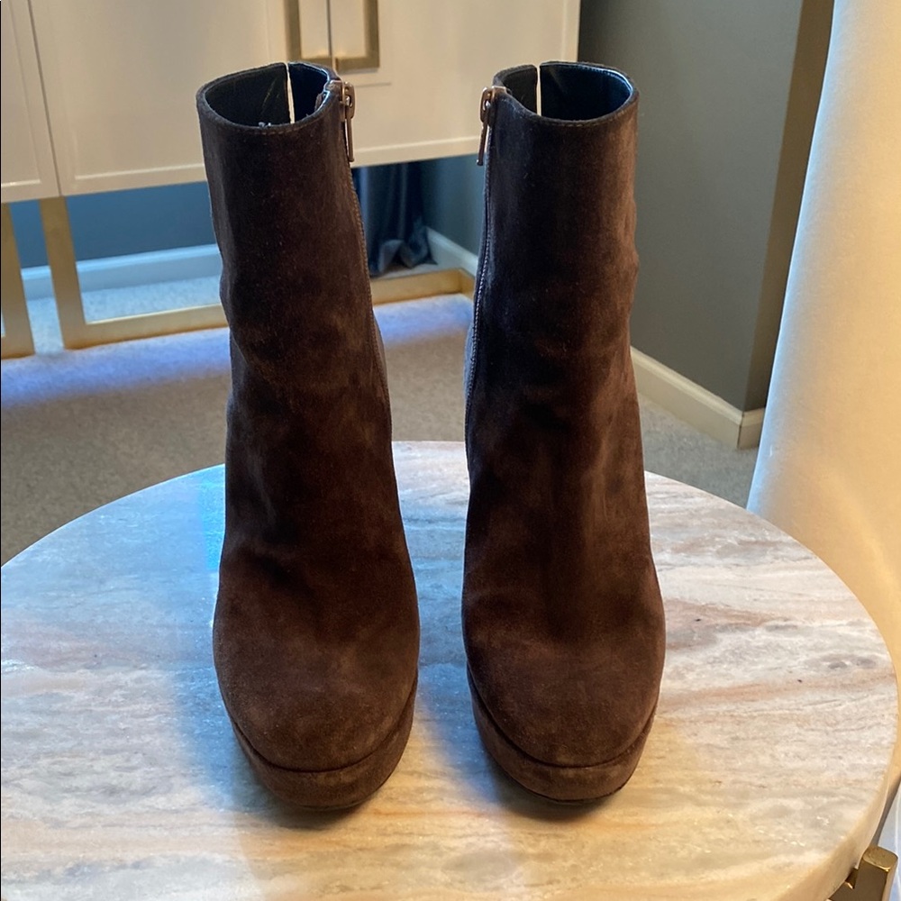 Brown Suede Wedge Ankle Boots